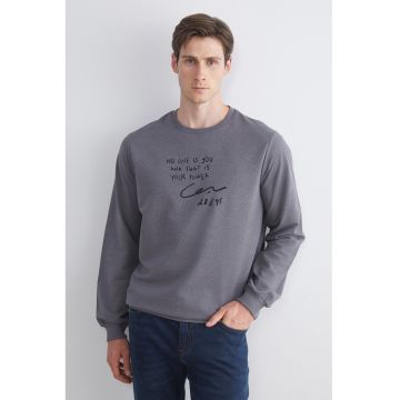 Bluza de trening din amestec de bumbac cu imprimeu text