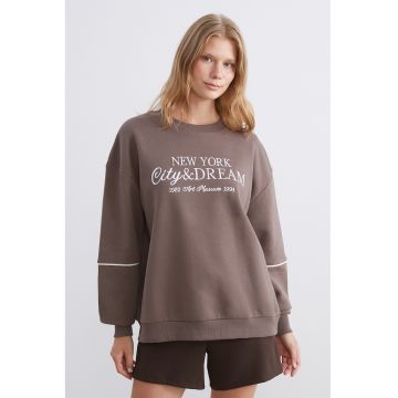 Bluza de trening din amestec de bumbac cu imprimeu text