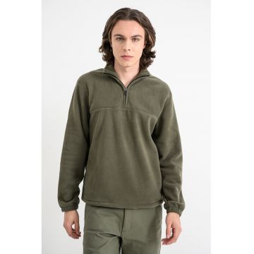 Bluza de trening din material fleece si fermoar scurt