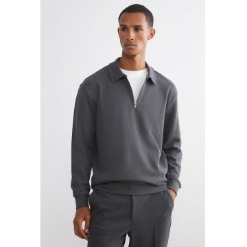 Bluza polo de trening cu fenta cu fermoar