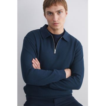 Bluza polo de trening cu fenta cu fermoar