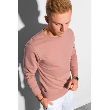 Bluza sport cu decolteu la baza gatului si terminatii striate - Roz prafuit -