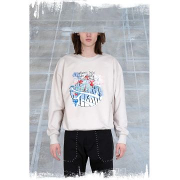 Bluzon barbatesc cu o croiala usor supradimensionata - cu imprimeu dinamic si creativ