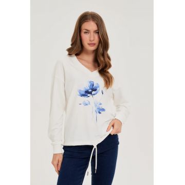 Hanorac alb cu imprimeu