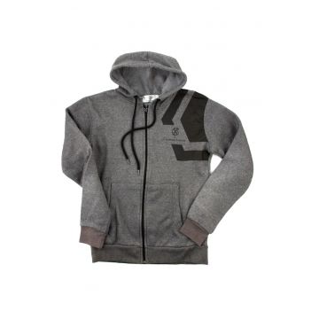 Hanorac barbati  gri - fermoar - gluga - bumbac si poliester
