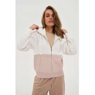 Hanorac bej z fermoar