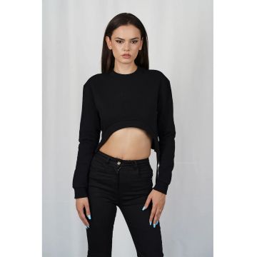 Hanorac crop - cu maneca lunga si decupat in talie