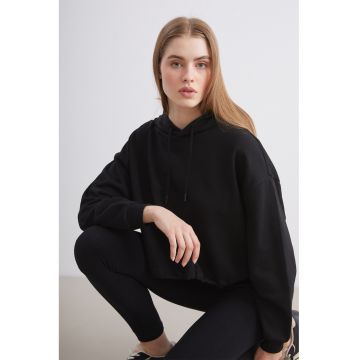 Hanorac crop cu terminatie elastica