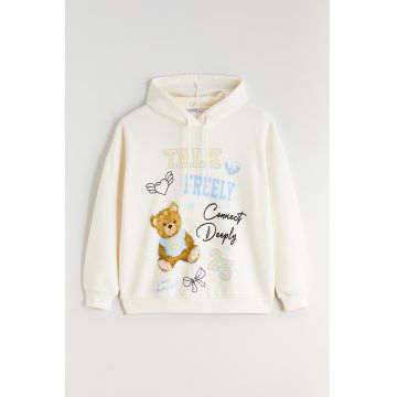 Hanorac cu captuseala din plus si imprimeu