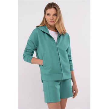 Hanorac cu fermoar pentru femei  B-Florence - Turcoaz - Regular Fit - Turcoaz