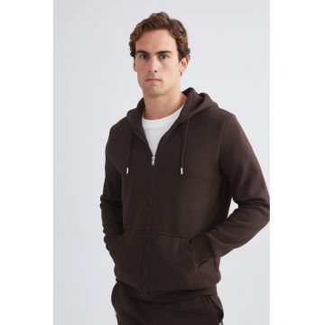 Hanorac cu fermoar si buzunare oblice