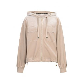 Hanorac cu fermoar si buzunare pe piept Chenille