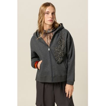 Hanorac cu fermoar si strasuri