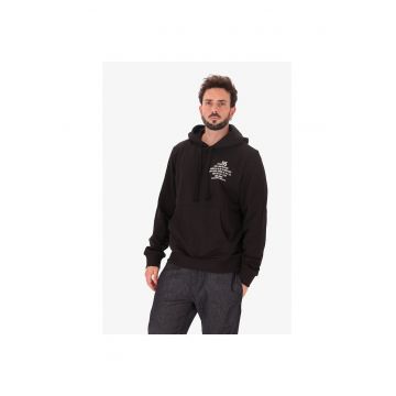 Hanorac cu snur - imprimeu text si buzunar kangaroo