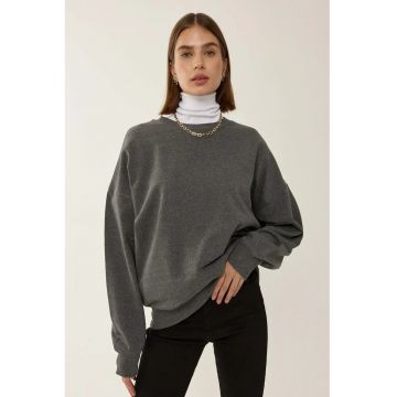 Hanorac dama  basic supradimensionat - guler rotund - gri - bumbac