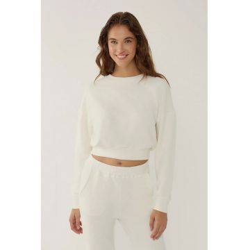 Hanorac dama  Regular Fit - scurt - alb - bumbac