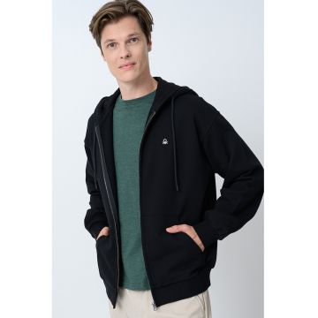 Hanorac din amestec de bumbac cu fermoar