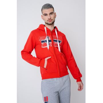 Hanorac din amestec de bumbac cu logo si fermoar Gayton