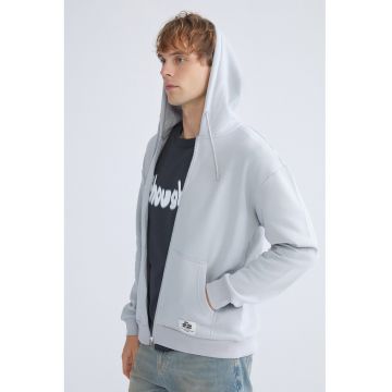 Hanorac din amestec de bumbac cu model uni