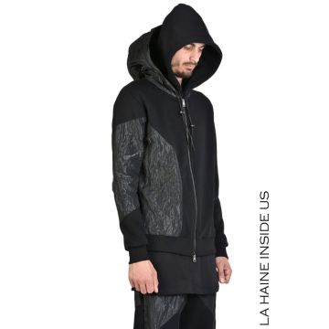 hanorac din bumbac - cu fermoar dublu functional si gluga dubla