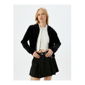 Hanorac din catifea cu fermoar