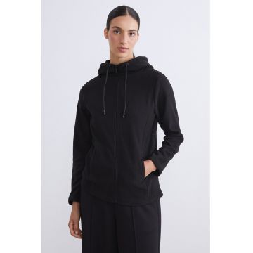 Hanorac din material fleece cu fermoar