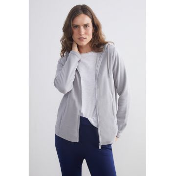 Hanorac din material fleece cu fermoar