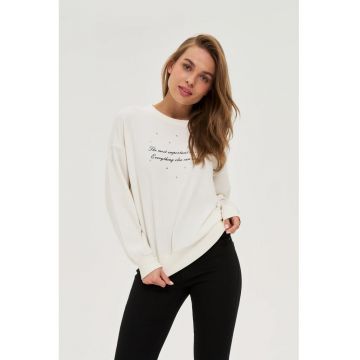 Hanorac ecru cu imprimeu