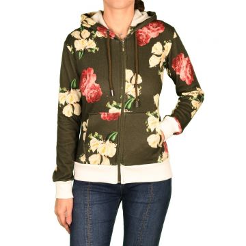 Hanorac gri cu flori cu interior vatuit - cod 40015