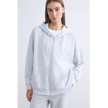 Hanorac lejer din amestec de bumbac cu snur de ajustare