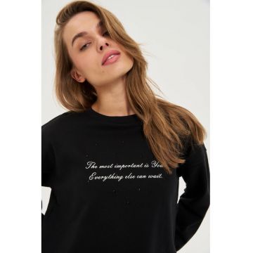 Hanorac  negru - imprimeu