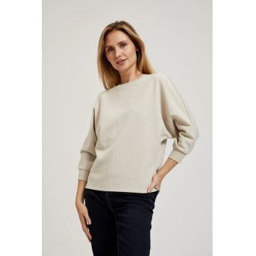 Sweatshirt neted cu maneci 3/4 - bej