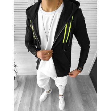 Hanorac barbati negru cu aplicatii slim fit 2696 44-1.2