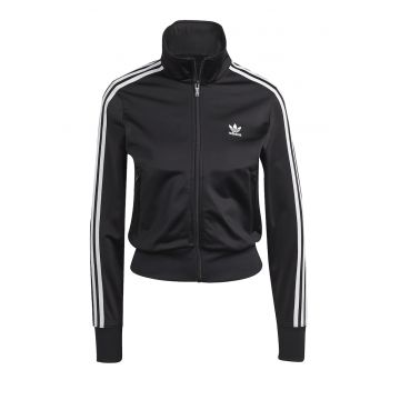 Bluza de trening crop cu fermoar si dungi Firebird