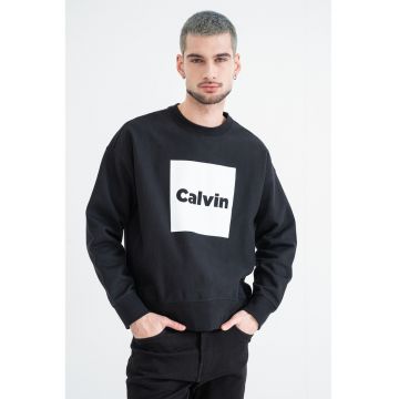 Bluza de trening cu decolteu la baza gatului si imprimeu logo