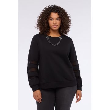 Bluza de trening cu detalii din plasa si decolteu la baza gatului