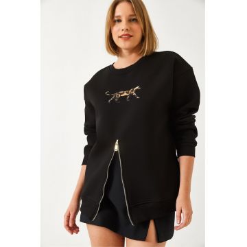 Bluza de trening cu detaliu cu fermoar -