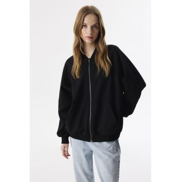 Bluza de trening cu fermoar si maneci raglan