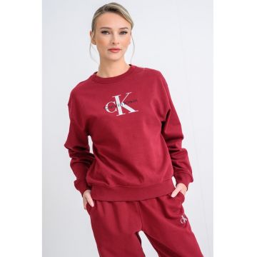 Bluza de trening cu maneci cazute si imprimeu logo