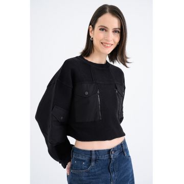 Bluza de trening din bumbac organic cu croiala crop