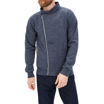 Hanorac  bleumarin - fermoar asimetric - 50% bumbac - 50% poliester