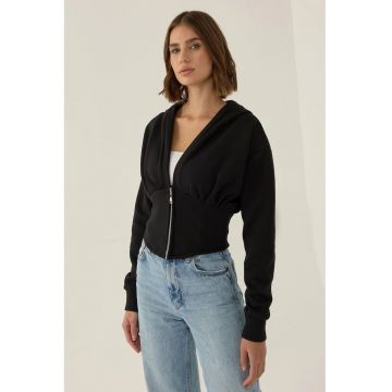 Hanorac Crop Corset -  negru