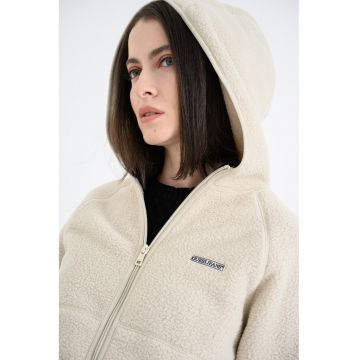 Hanorac cu fermoar - material boucle si logo