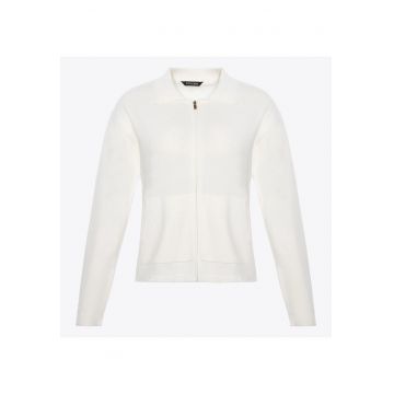 Hanorac dama -  cu fermoar - doua buzunare - viscoza/nylon - crem