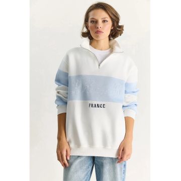 Hanorac dama  polo - imprimeu - albastru - textil