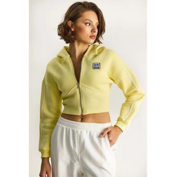 Hanorac dama -  scurt mulat - galben lamaie - textil