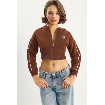 Hanorac dama -  scurt - mulat - maro - textil