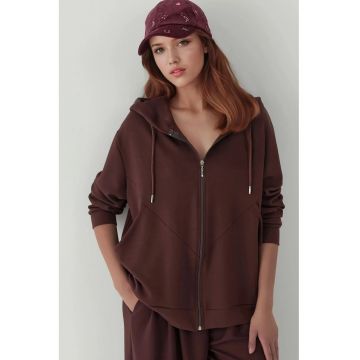 Hanorac dama -  Soft Touch - maro castaniu - textil