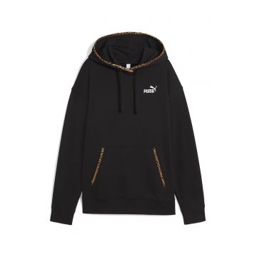 Hanorac din amestec de bumbac cu captuseala animal print