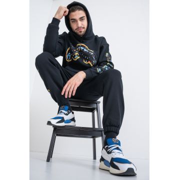 Hanorac din bumbac cu imprimeu logo contrastant